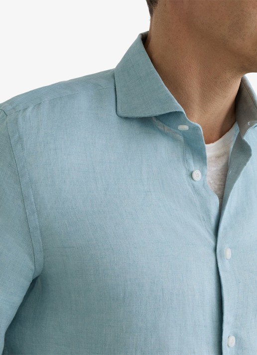 Reiss Ruban regular fit overhemd van linnen - detail blauw