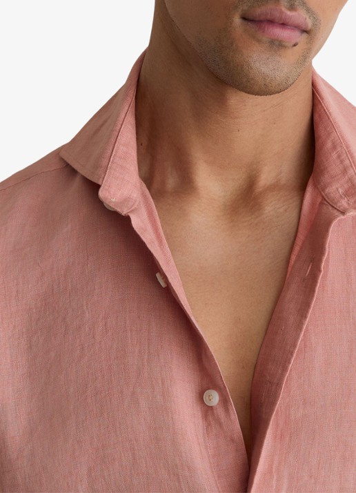 Reiss Ruban regular fit overhemd van linnen - detail 3 oudroze