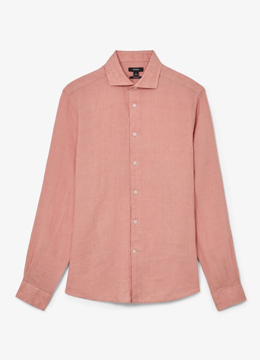 Reiss Ruban regular fit overhemd van linnen - voorkant 5 oudroze