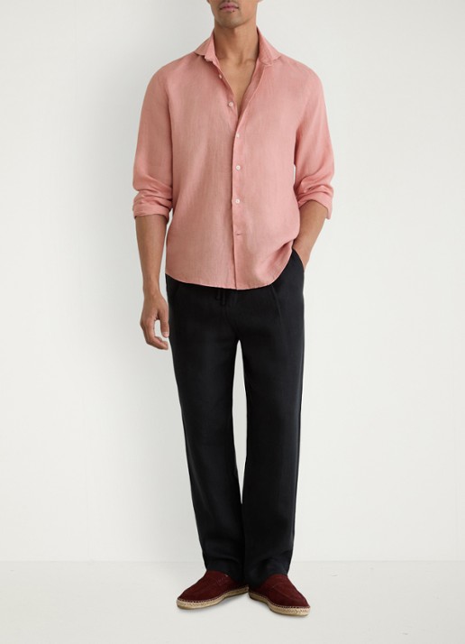 Reiss Ruban regular fit overhemd van linnen - voorkant 6 oudroze