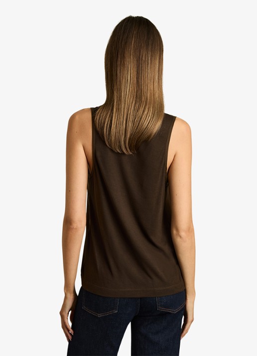 Reiss Ruby top van zijde - achterkant 6 chocoladebruin