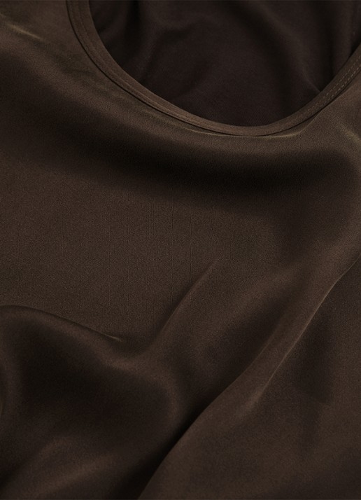 Reiss Ruby top van zijde - detail 5 chocoladebruin