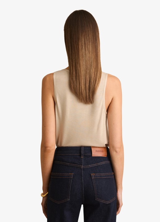 Reiss Ruby top van zijde - achterkant 3 naturel