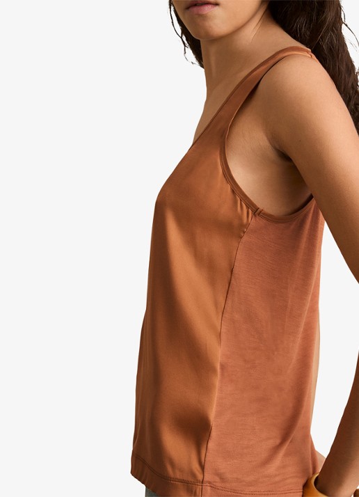Reiss Ruby top van zijde - detail 2 bruin