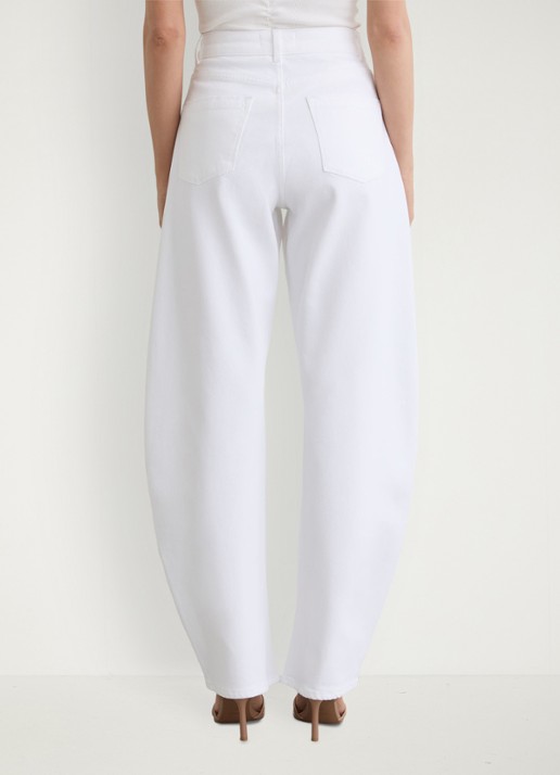 Reiss Sabel high waist wide fit jeans in katoenblend - achterkant 7 wit