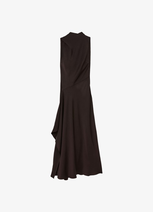 Reiss Sabine asymmetrische maxi jurk met sjaalkraag