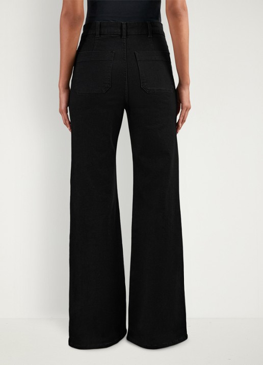 Reiss Sakura high waist flared jeans met gekleurde wassing - achterkant zwart