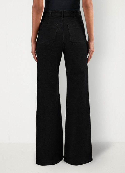 Reiss Sakura high waist flared jeans met gekleurde wassing - achterkant 2 zwart