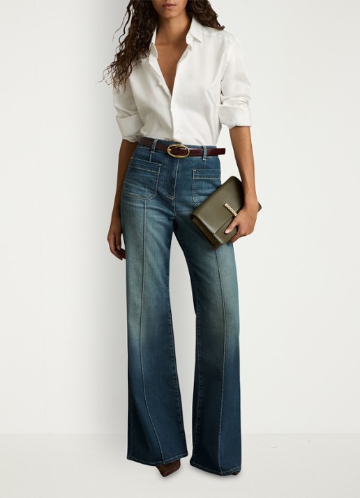 Reiss Sakura high waist flared jeans  - voorkant 3 indigo