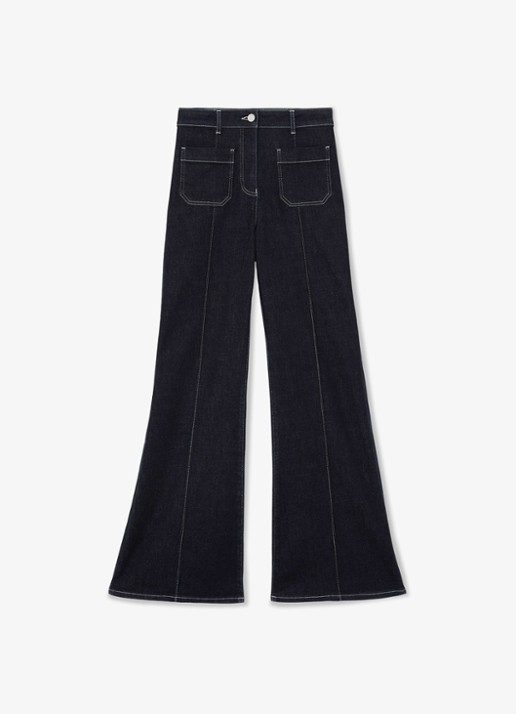 Reiss Sakura high waist flared jeans  - voorkant staalblauw
