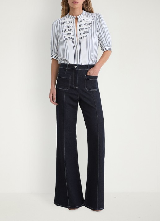 Reiss Sakura high waist flared jeans  - voorkant 2 staalblauw
