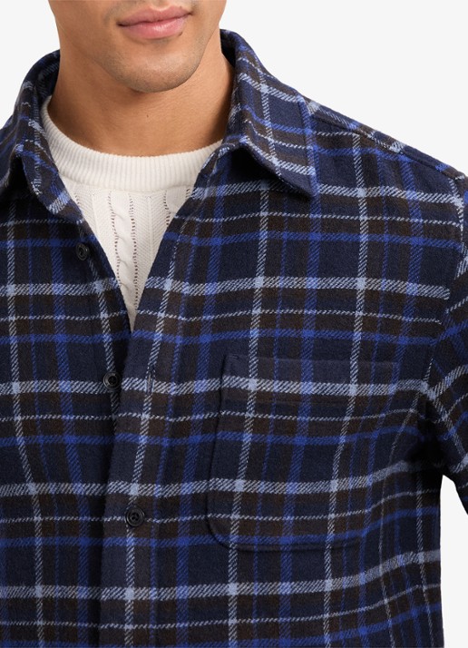 Reiss Sam regular fit overhemd in wolblend met borstzak - detail 4 donkerblauw