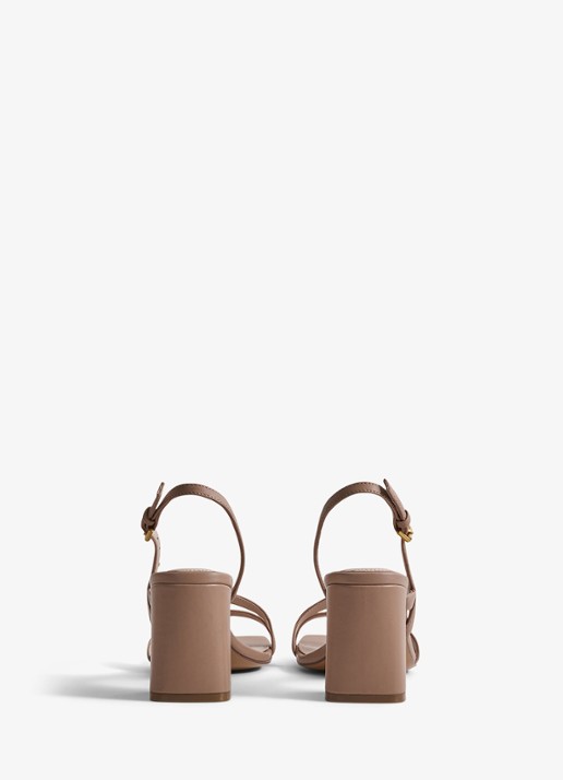 Reiss Sandalen van leer met hak  - achterkant oudroze