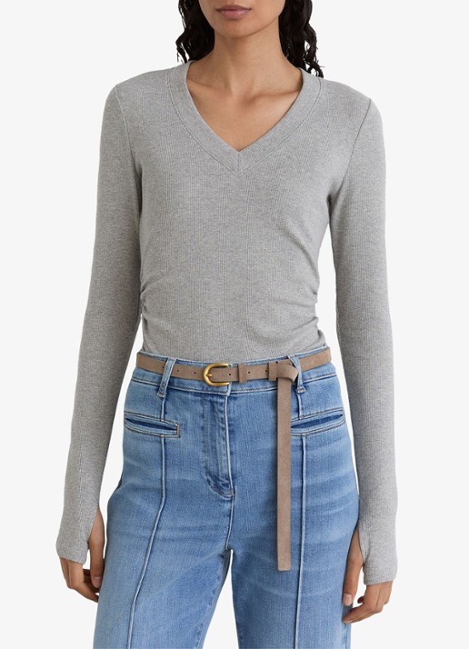 Reiss Sandrine top met V-hals - detail 2 grijs