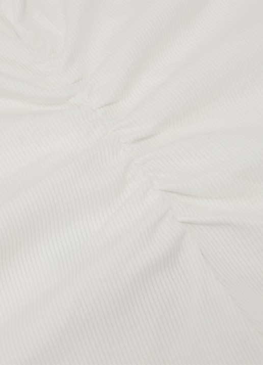 Reiss SANDY Stretch-Cotton Rib Ruched V-Neck Vest - detail 3 wit