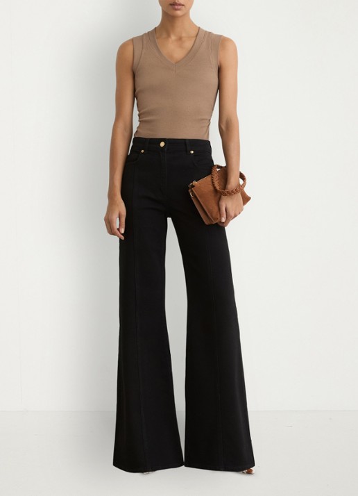 Reiss SANDY Stretch-Cotton Rib Ruched V-Neck Vest