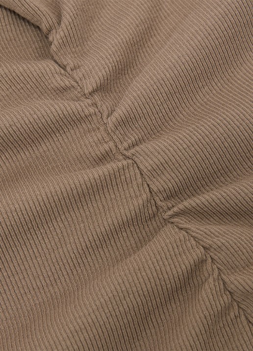 Reiss SANDY Stretch-Cotton Rib Ruched V-Neck Vest - detail 5 beige