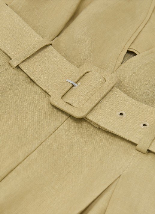 Reiss Sansi wide fit playsuit van linnen - detail 4 mosgroen