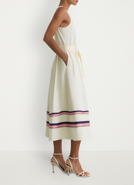 Reiss Sara midi jurk met ceintuur - detail 2 creme