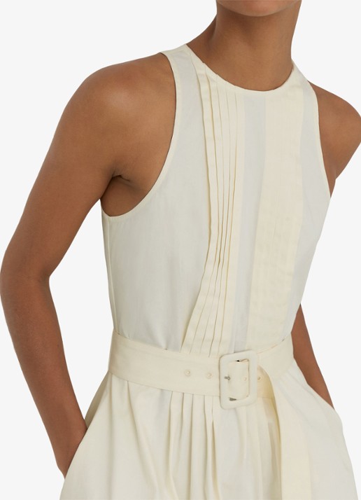 Reiss Sara midi jurk met ceintuur - detail 3 creme
