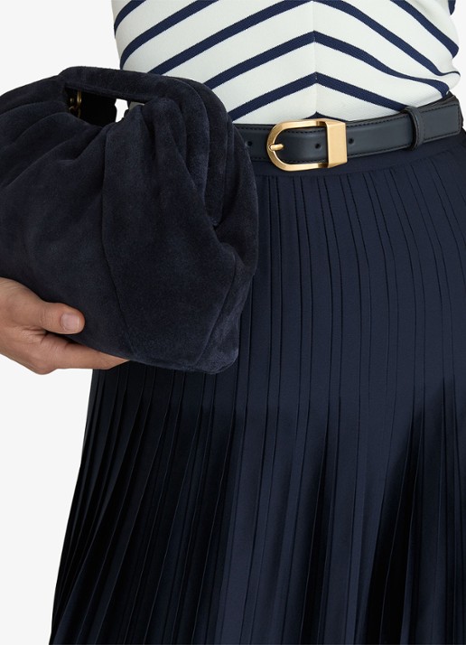 Reiss Savannah midi plooirok met split - detail 6 donkerblauw