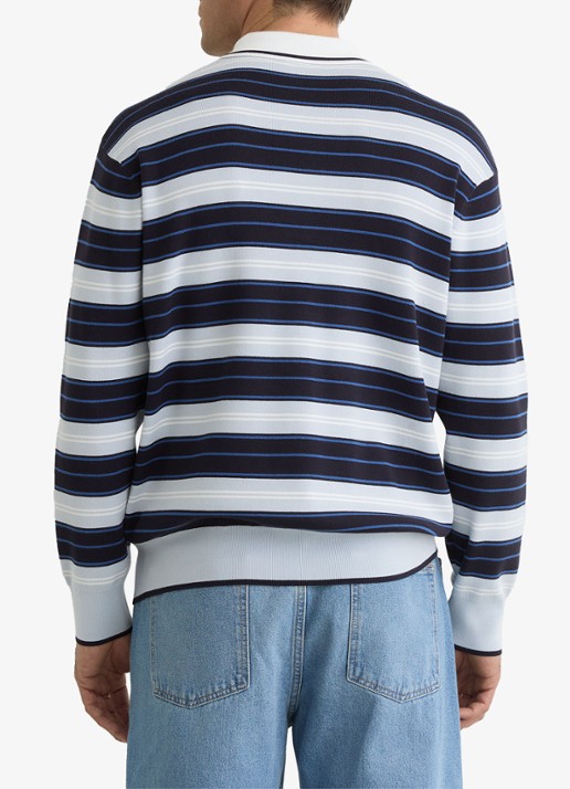 Reiss Scrum fijngebreide trui met streepprint  - achterkant blauw