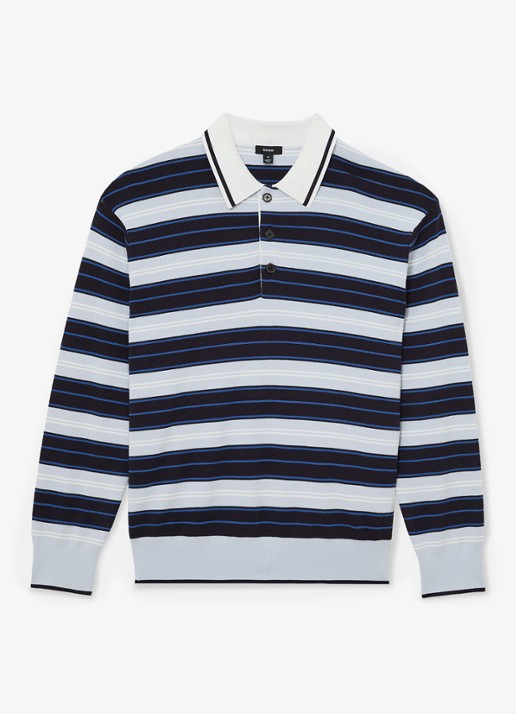 Reiss Scrum fijngebreide trui met streepprint  - voorkant 2 blauw