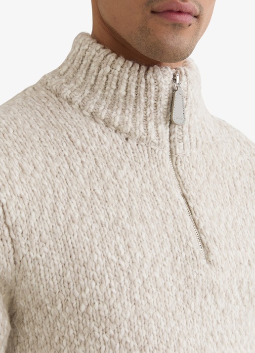 Reiss Seb grofgebreide trui in wolblend met halve rits - detail 4 grijsmele