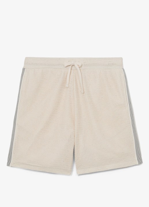 Reiss Sedaros straight fit korte broek van crochet - voorkant creme