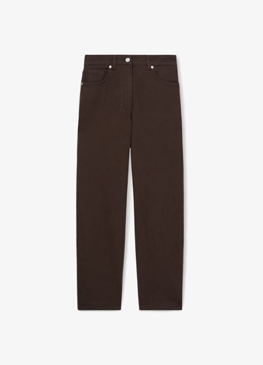 Reiss SELIN Mid-Rise Straight-Leg Jeans - voorkant chocoladebruin