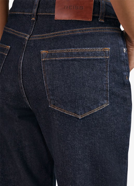 Reiss SELIN Mid-Rise Straight-Leg Jeans - detail donkerblauw