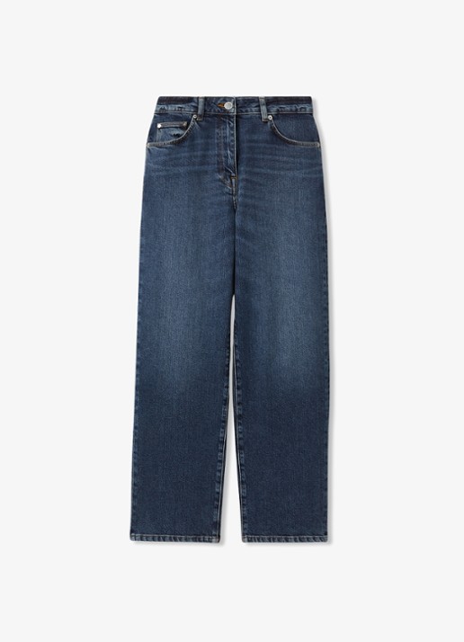 Reiss Selin mid waist straight leg jeans met steekzakken - voorkant blauw