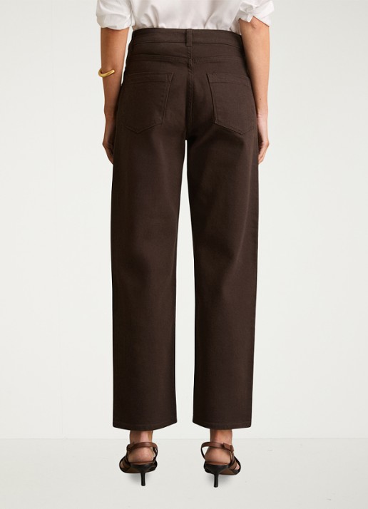 Reiss Selin mid waist straight leg jeans met steekzakken - achterkant 5 chocoladebruin
