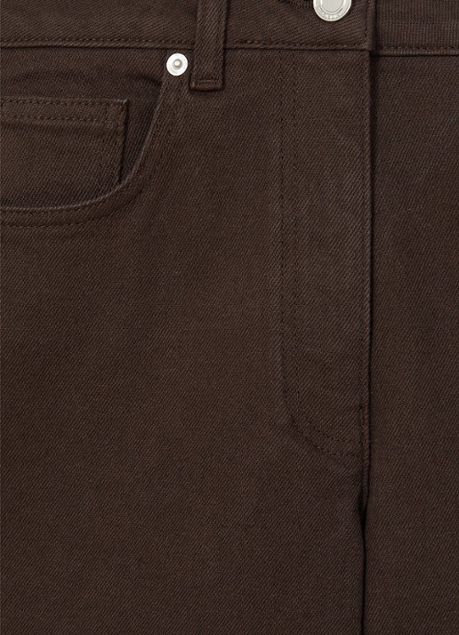 Reiss Selin mid waist straight leg jeans met steekzakken - detail 4 chocoladebruin