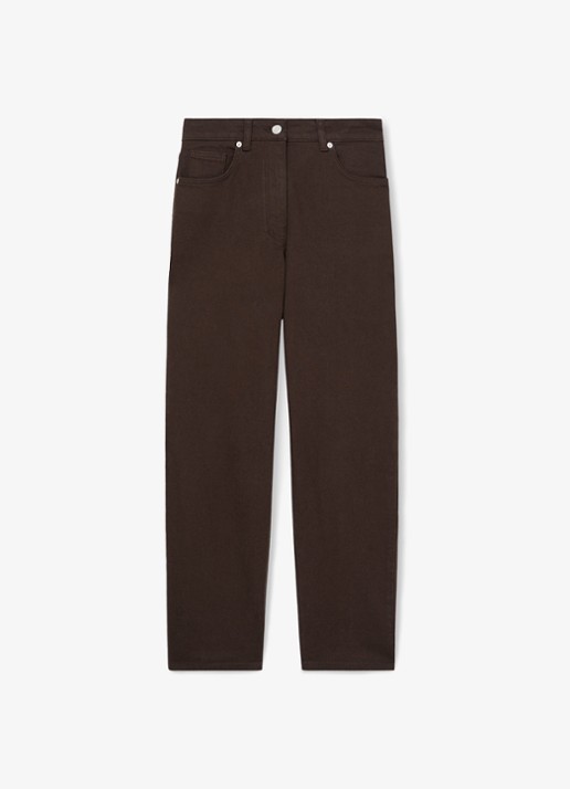 Reiss Selin mid waist straight leg jeans met steekzakken - voorkant chocoladebruin