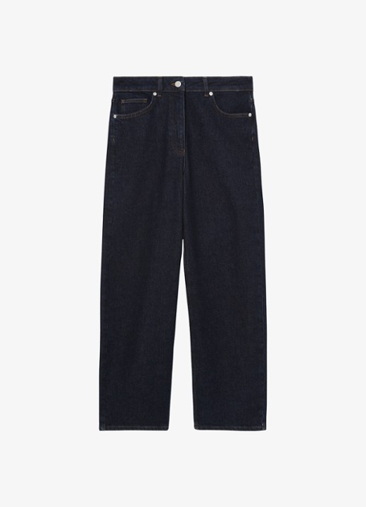 Reiss Selin mid waist straight leg jeans met steekzakken - voorkant donkerblauw