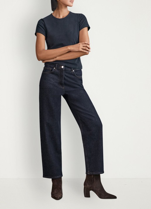 Reiss Selin mid waist straight leg jeans met steekzakken - voorkant 2 donkerblauw