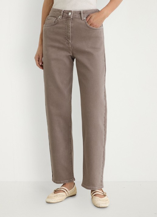 Reiss Selin mid waist straight leg jeans met steekzakken - detail naturel