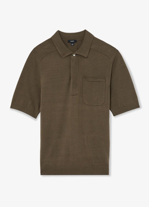 Reiss Selkirk regyular fit polo met borstzak - voorkant 5 bruin
