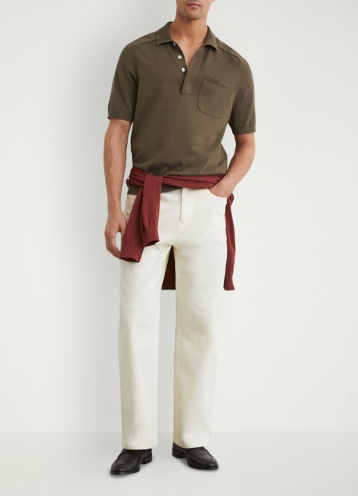 Reiss Selkirk regyular fit polo met borstzak - voorkant 6 bruin