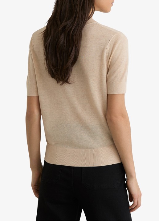 Reiss Seren fijngebreid vest in linnenblend - achterkant beige