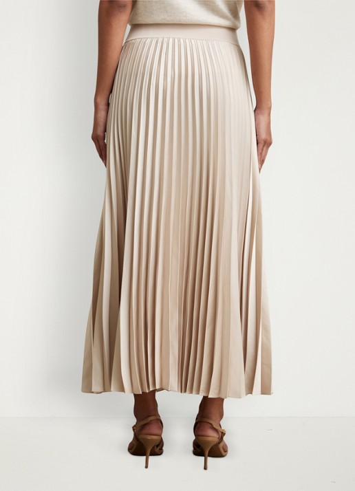 Reiss Seren midi rok met plissé - achterkant 5 beige