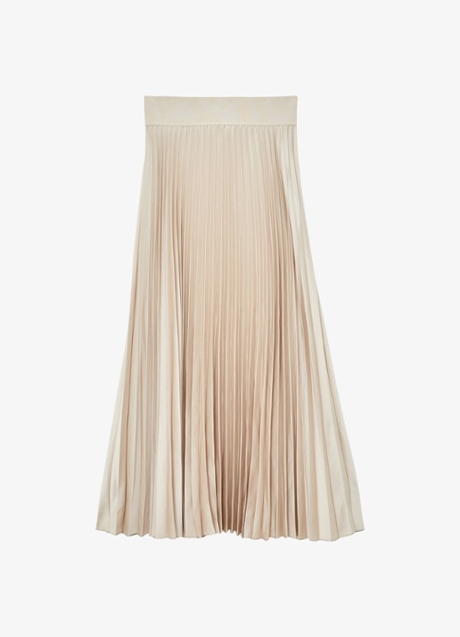 Reiss Seren midi rok met plissé - voorkant 4 beige