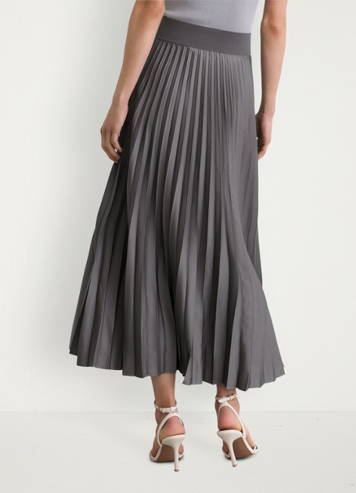 Reiss Seren midi rok met plissé - achterkant grey / grijs