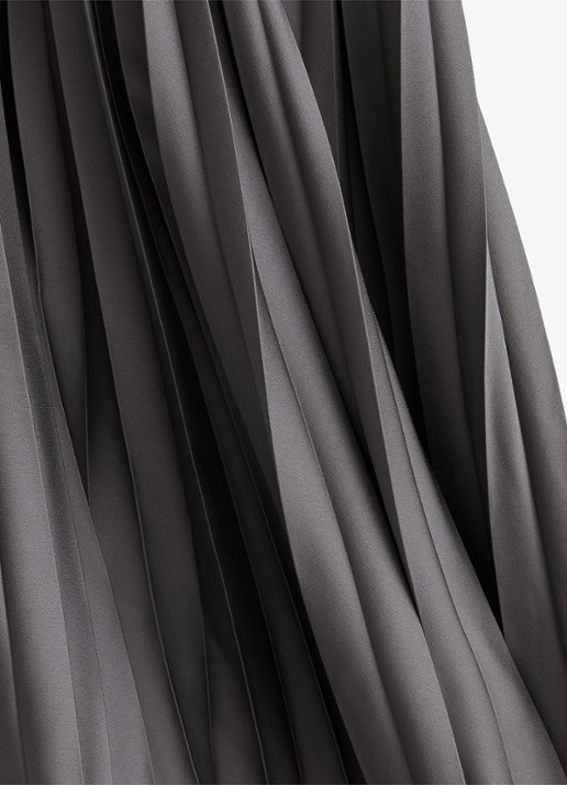 Reiss Seren midi rok met plissé - detail 6 grey / grijs