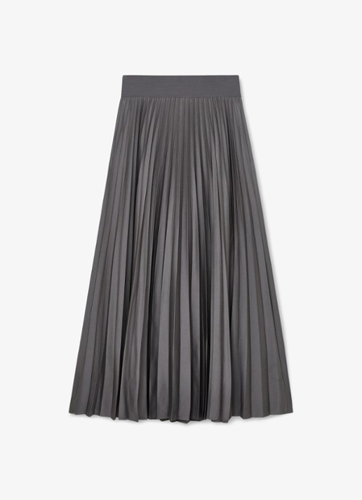 Reiss Seren midi rok met plissé - voorkant 2 grey / grijs