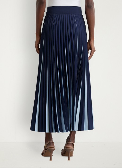 Reiss Serena midi rok met plooien - achterkant 7 donkerblauw