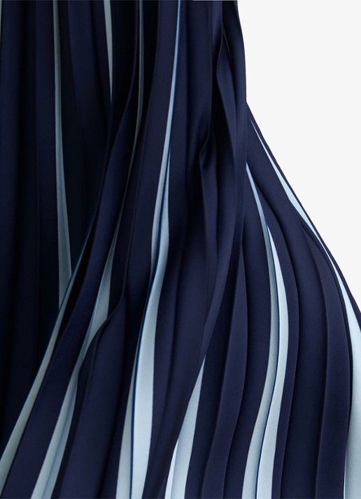 Reiss Serena midi rok met plooien - detail 3 donkerblauw