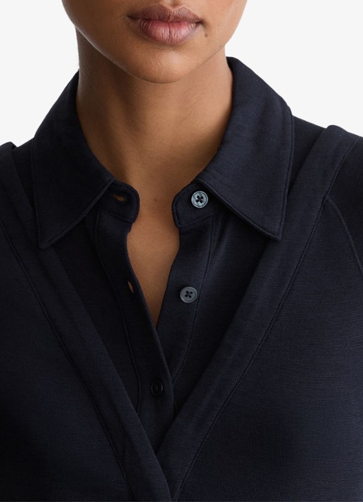 Reiss Shona slim fit polo met cut-out detail - detail 3 donkerblauw