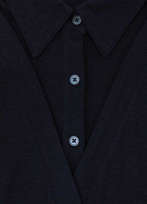 Reiss Shona slim fit polo met cut-out detail - detail 4 donkerblauw